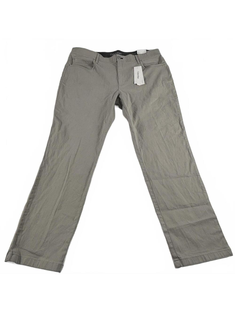 Calvin Klein Mens Sandpaper Slim-Stretch Chino Khaki Pants 38Wx30L NWT